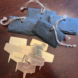 Pottery Barn Slate Wine & Brass Cheese Markers
